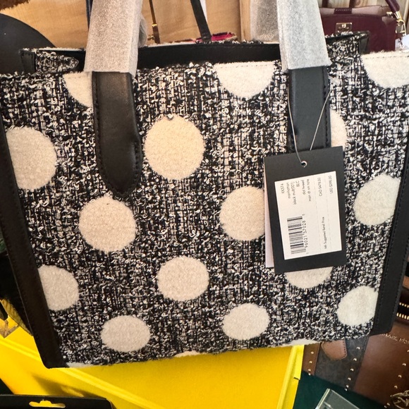 Kate Spade TWEED NWT Black & White Polka Dot Bag - Picture 4 of 7